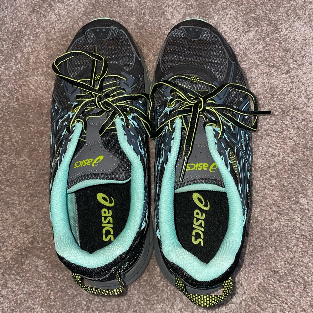 ASICS Women's Black and Green Running Shoes